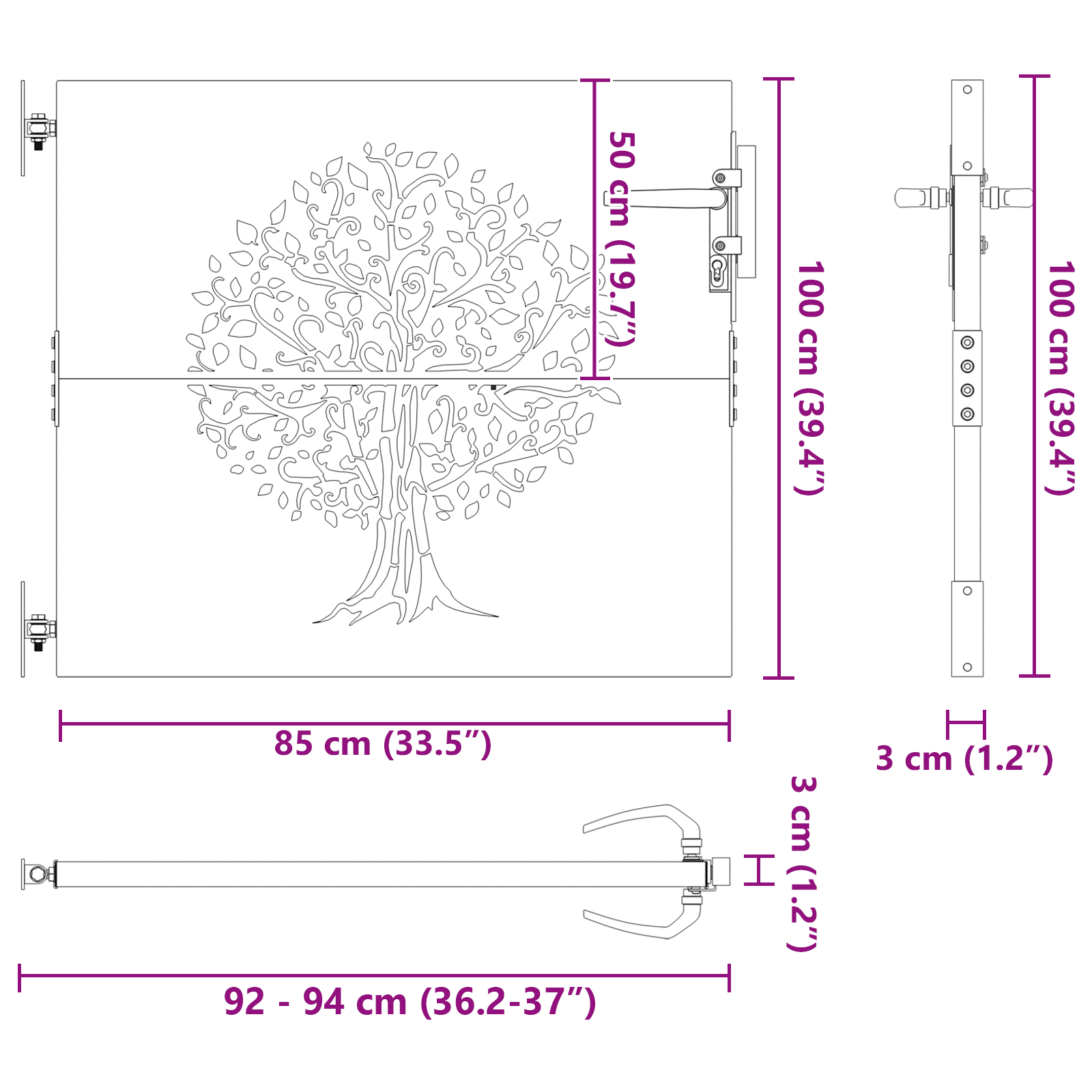 Tuinpoort Anders Zwart 100 x 100 cm Poedergecoat staal