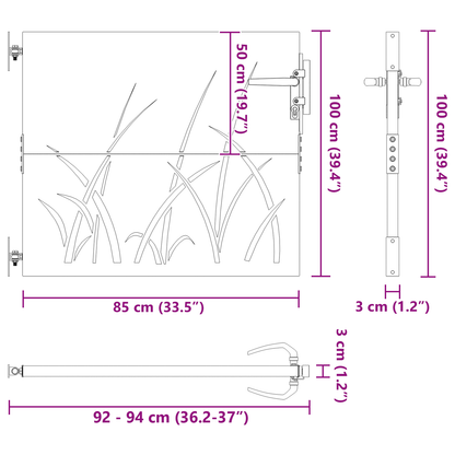 Tuinpoort met slot Zwart 105 x 100 cm Poedergecoat staal