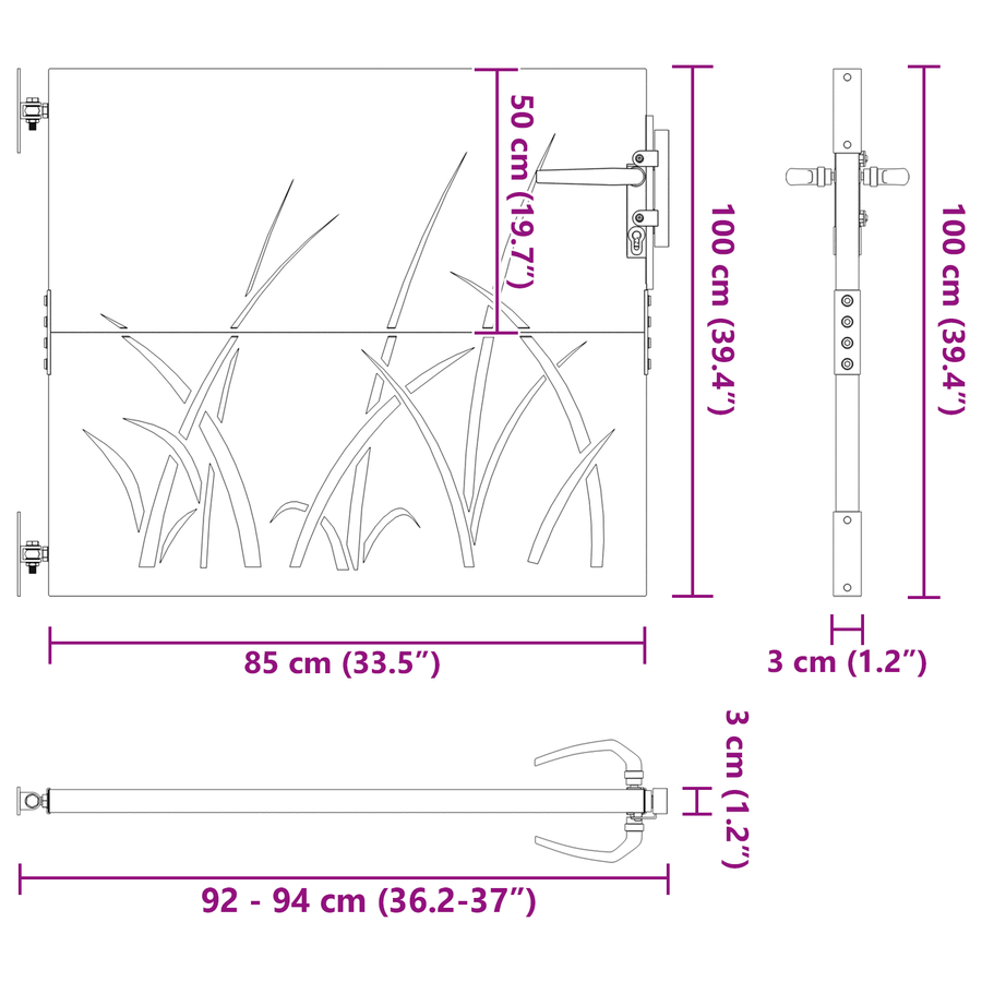 Tuinpoort met slot Zwart 105 x 100 cm Poedergecoat staal
