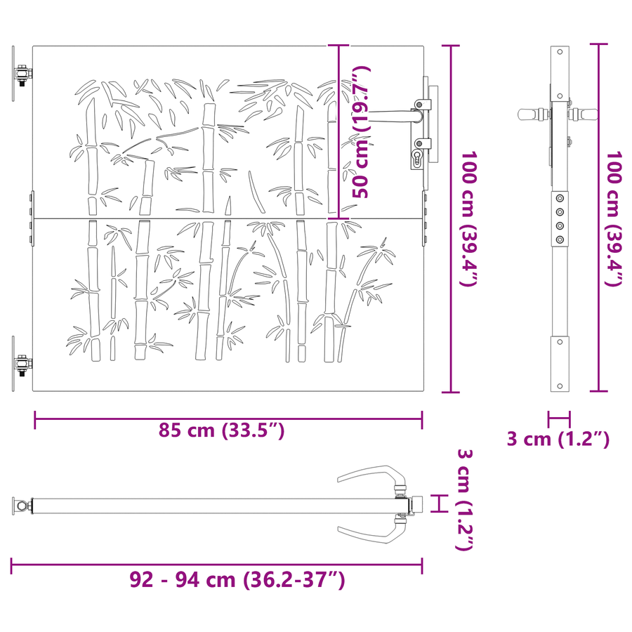 Tuinpoort Anders met slot Zwart 105 x 100 cm Poedergecoat staal