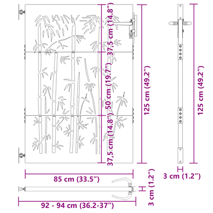 Tuinpoort met slot Zwart 105 x 125 cm Poedergecoat staal
