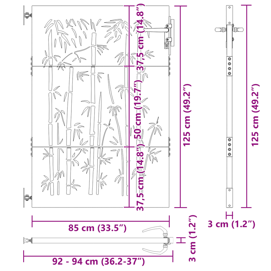 Tuinpoort met slot Zwart 105 x 125 cm Poedergecoat staal