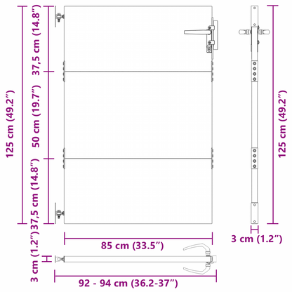 Tuinpoort met slot Zwart 105 x 125 cm Poedergecoat staal