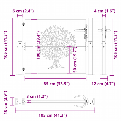 Tuinpoort Anders Zwart 105 x 100 cm Poedergecoat staal