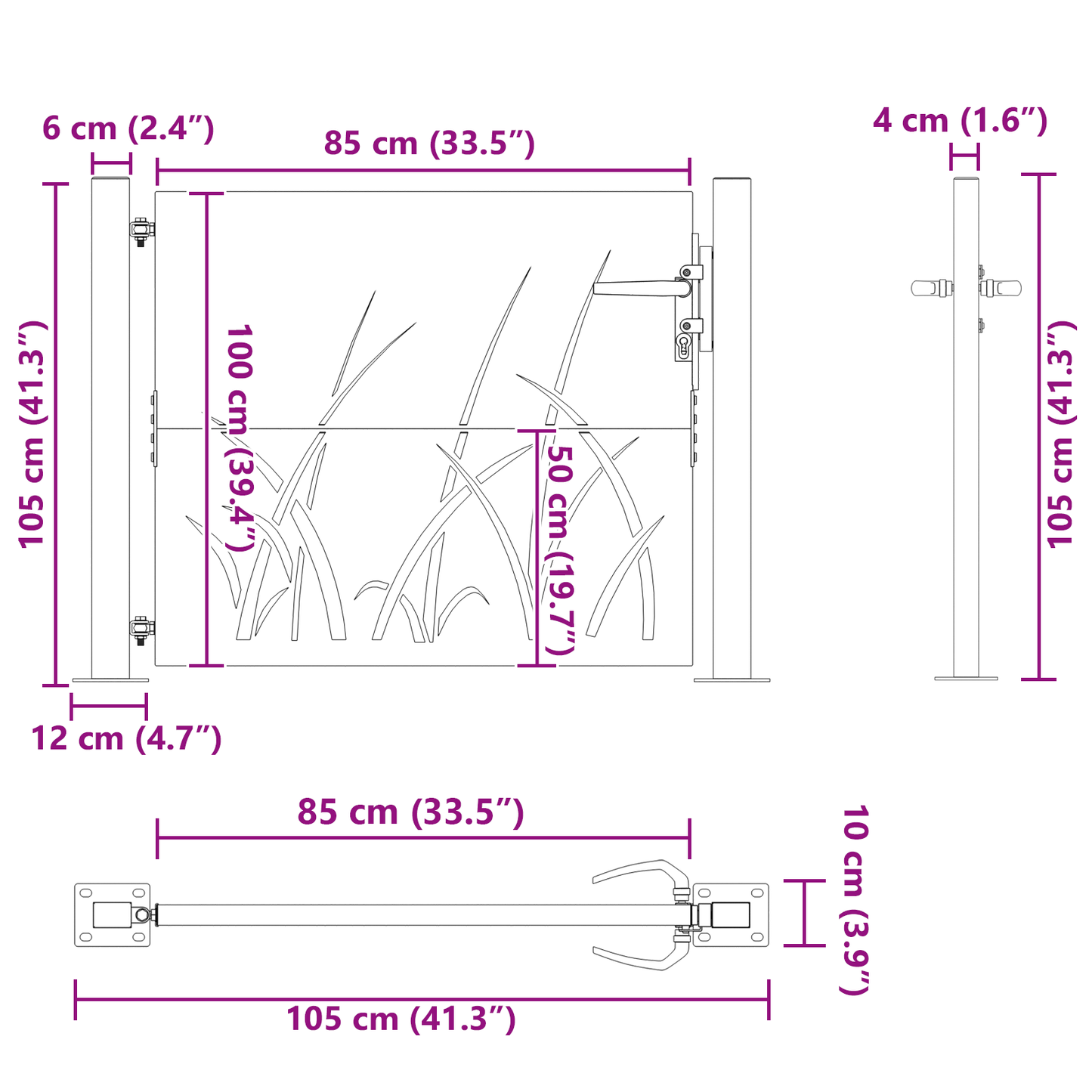 Tuinpoort Zwart 105 x 100 cm Poedergecoat staal