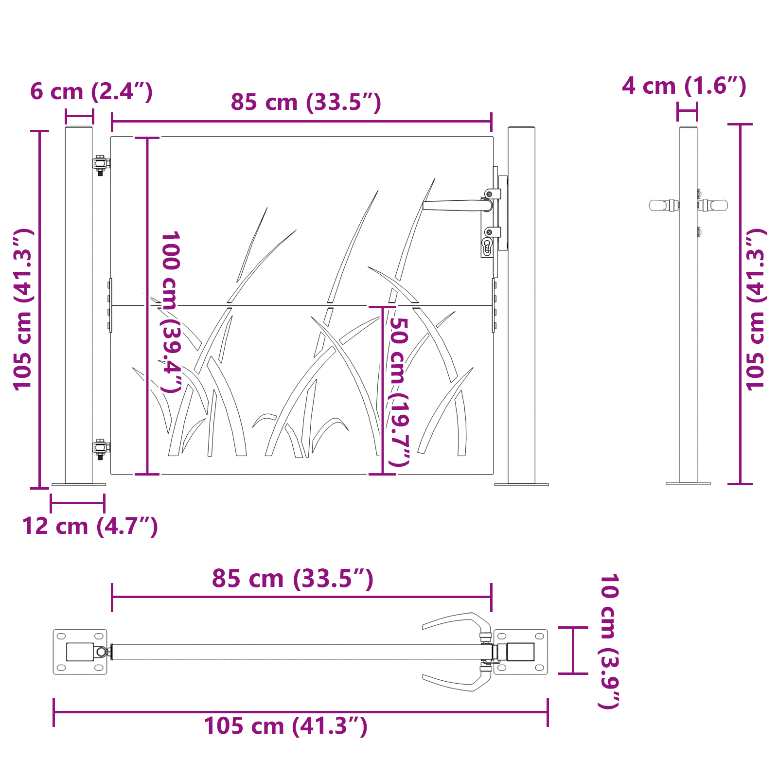 Tuinpoort Zwart 105 x 100 cm Poedergecoat staal