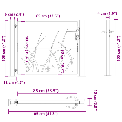 Tuinpoort Zwart 105 x 100 cm Poedergecoat staal