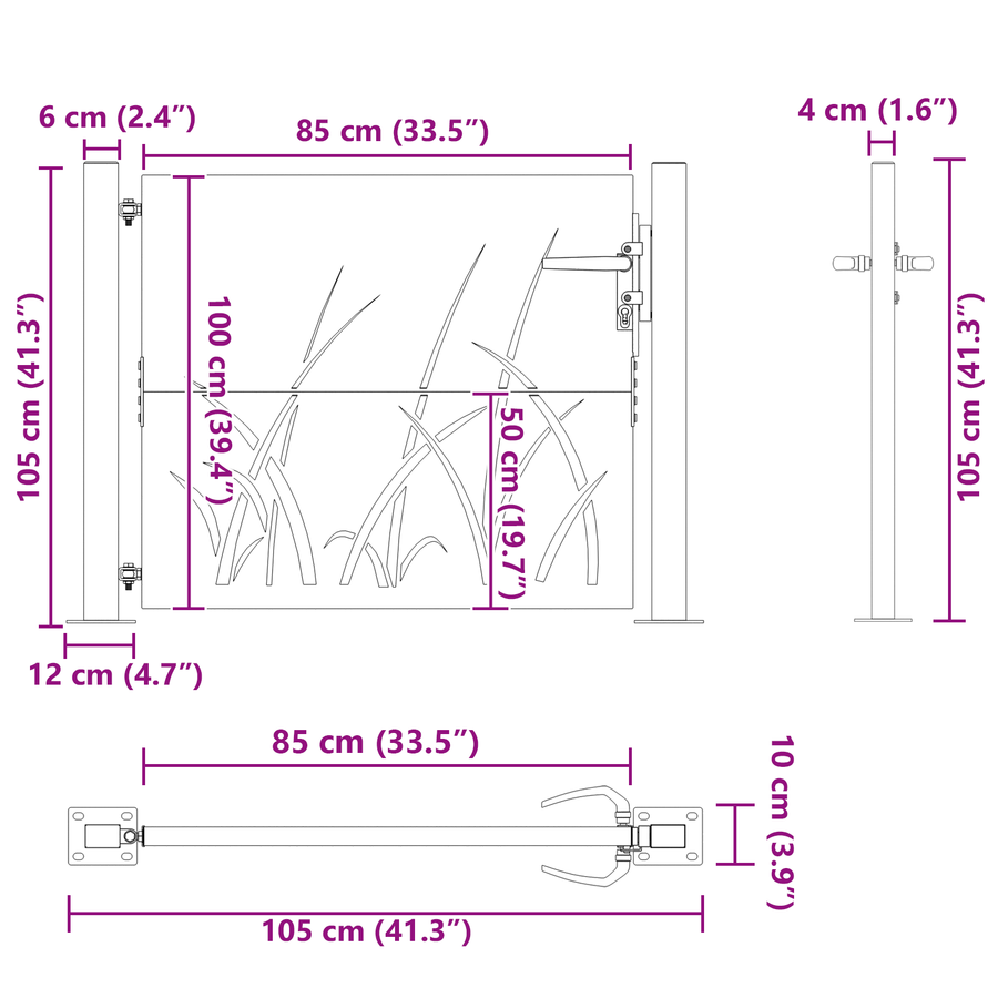 Tuinpoort Zwart 105 x 100 cm Poedergecoat staal