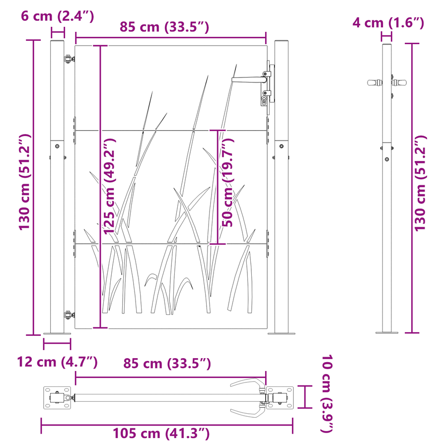 Tuinpoort Zwart 105 x 125 cm Poedergecoat staal