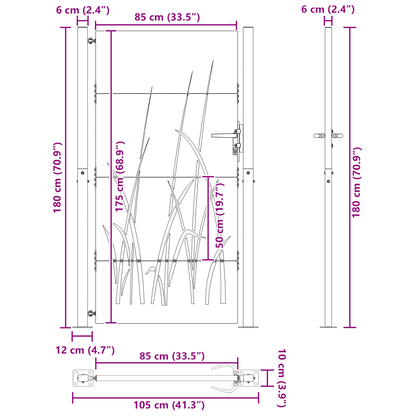 Tuinpoort Zwart 105 x 175 cm Poedergecoat staal