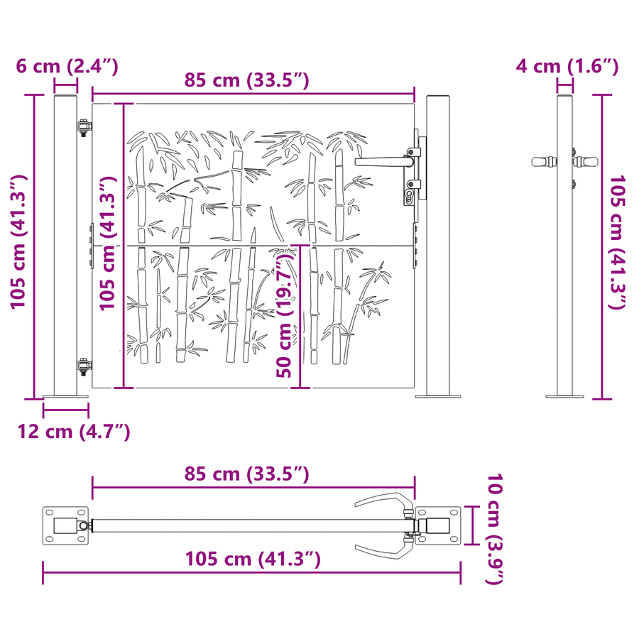 Tuinpoort Anders met slot Zwart 105 x 100 cm Poedergecoat staal