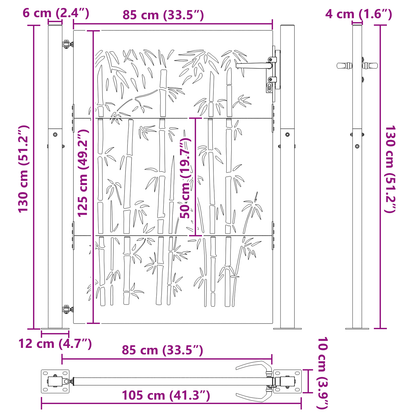Tuinpoort Anders met slot Zwart 105 x 125 cm Poedergecoat staal