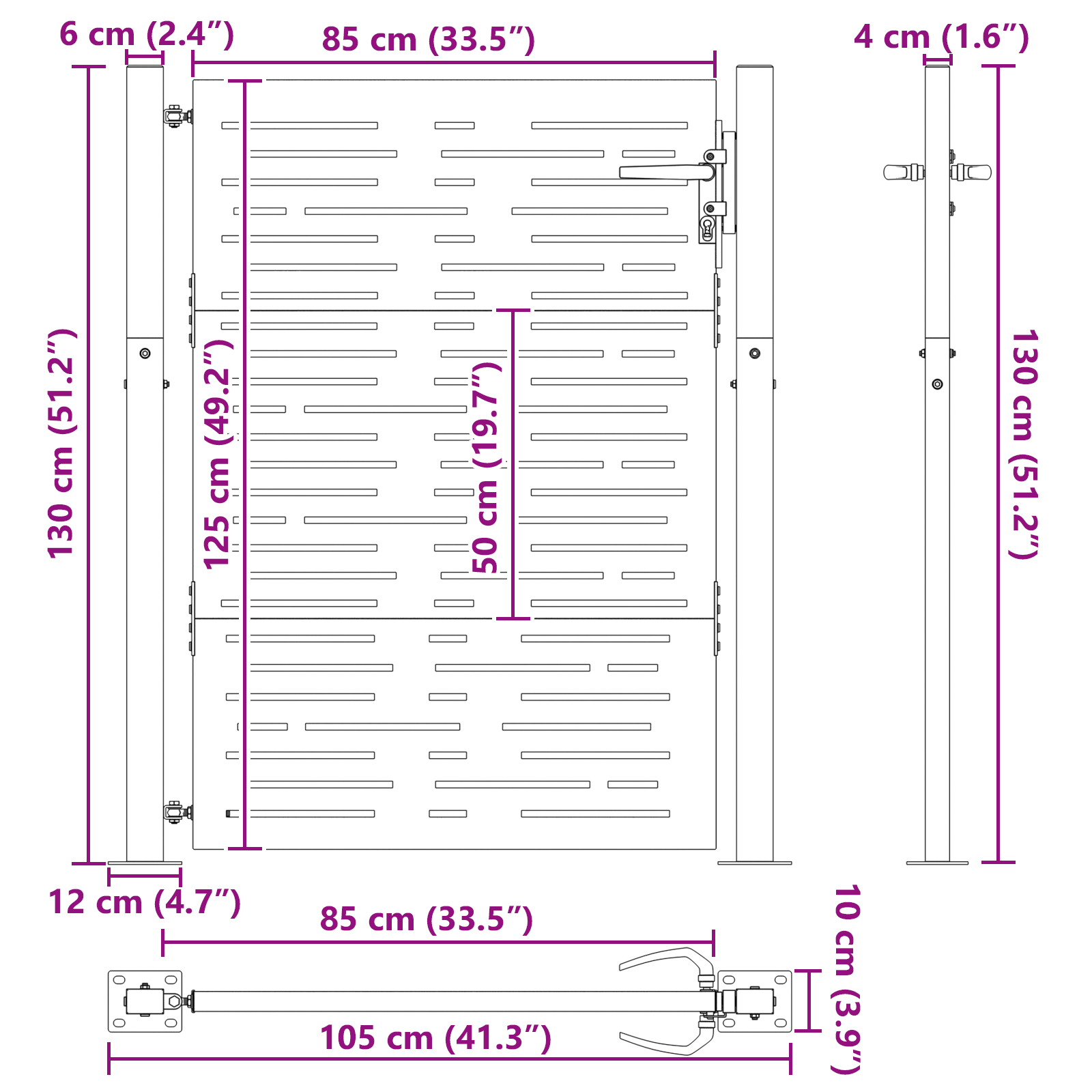 Tuinpoort met slot Zwart 105 x 125 cm Poedergecoat staal