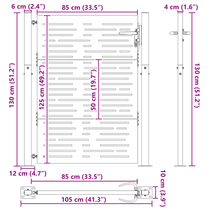 Tuinpoort met slot Zwart 105 x 125 cm Poedergecoat staal