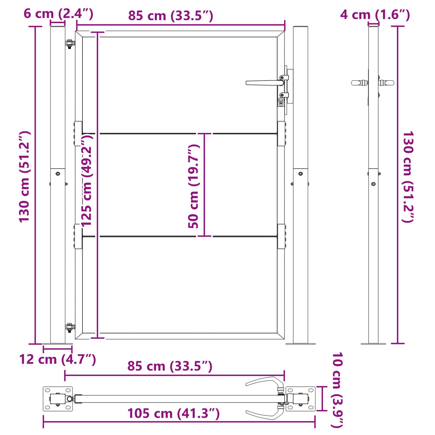 Tuinpoort Zwart 100 x 125 cm Poedergecoat staal