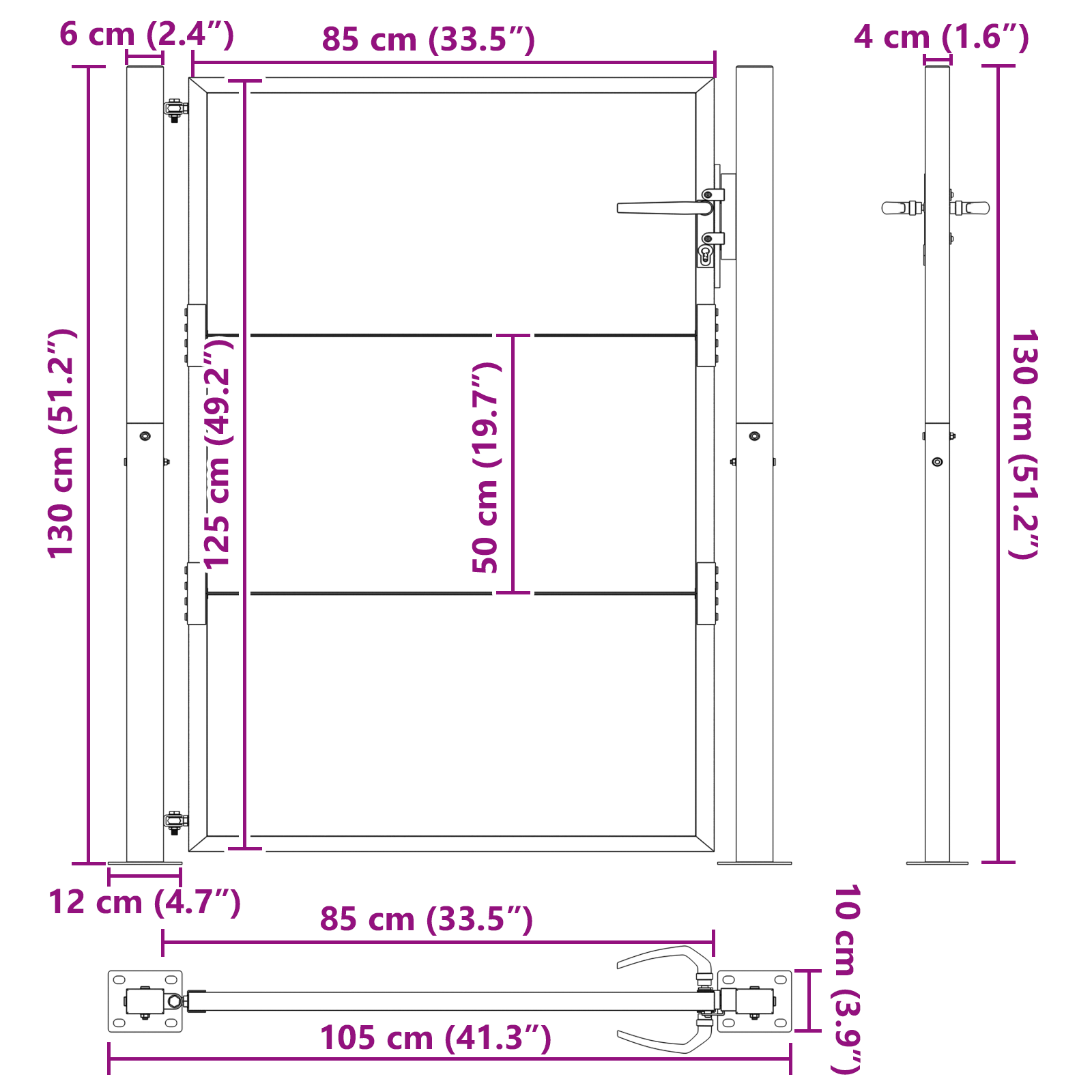 Tuinpoort Zwart 100 x 125 cm Poedergecoat staal