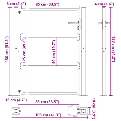 Tuinpoort Zwart 100 x 125 cm Poedergecoat staal