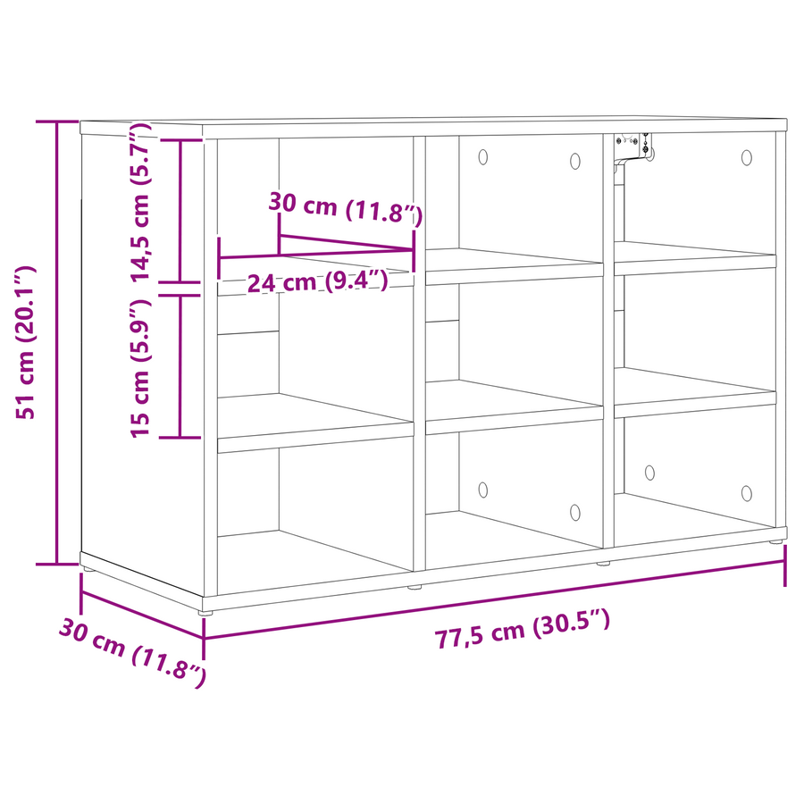 Schoenenkast Sonoma eiken 52.5 x 30 x 50 cm Bewerkt hout