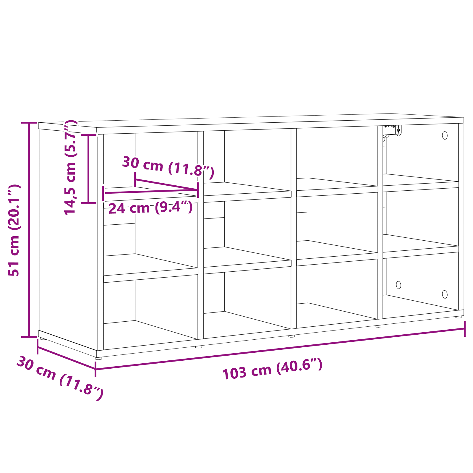 Schoenenkast met plank met opslag Wit 52.5 x 30 x 50 cm Bewerkt hout