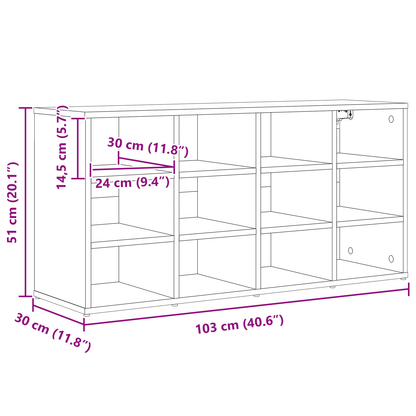 Schoenenkast met plank met opslag Wit 52.5 x 30 x 50 cm Bewerkt hout