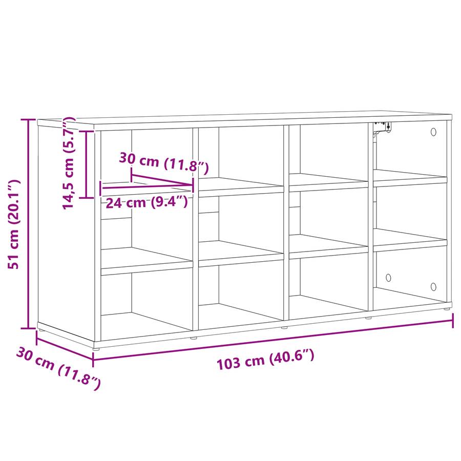 Schoenenkast Sonoma eiken 52.5 x 30 x 50 cm Bewerkt hout