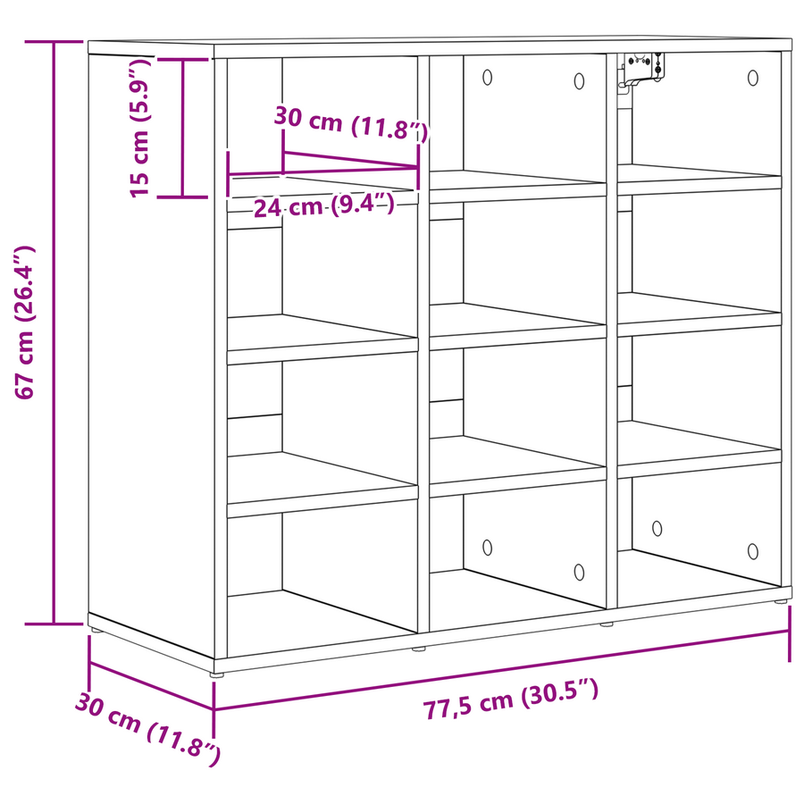 Schoenenkast met plank met opslag Wit 52.5 x 30 x 50 cm Bewerkt hout