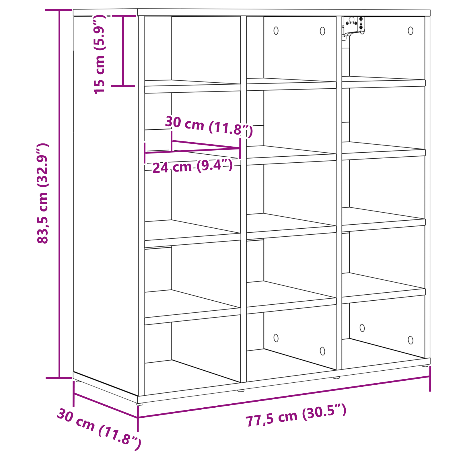 Schoenenkast Beton grijs 52.5 x 30 x 50 cm Bewerkt hout