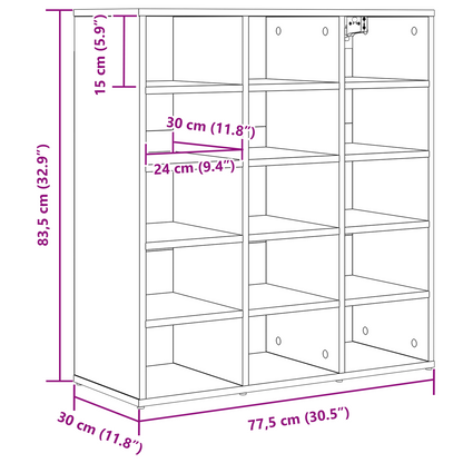 Schoenenkast Beton grijs 52.5 x 30 x 50 cm Bewerkt hout