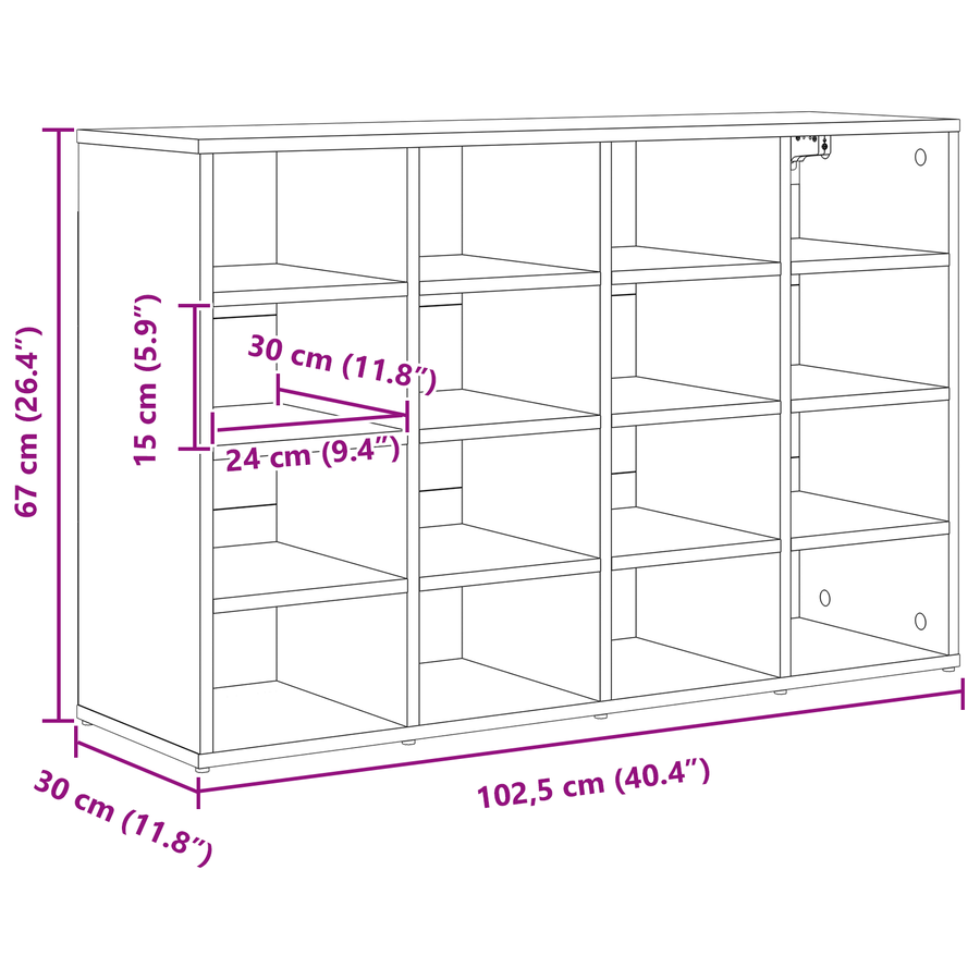 Schoenenkast Sonoma eiken 52.5 x 30 x 50 cm Bewerkt hout
