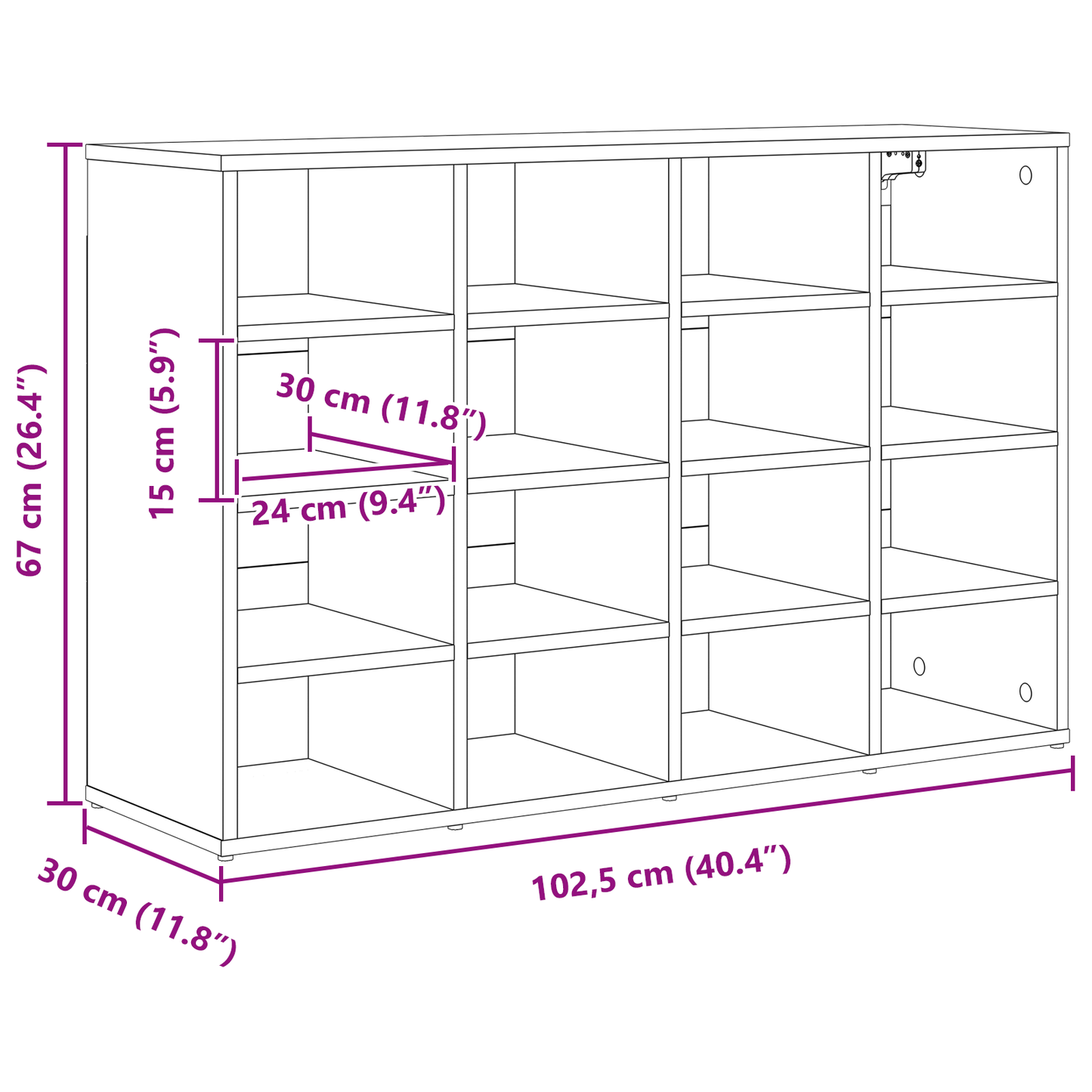 Schoenenkast Beton grijs 52.5 x 30 x 50 cm Bewerkt hout