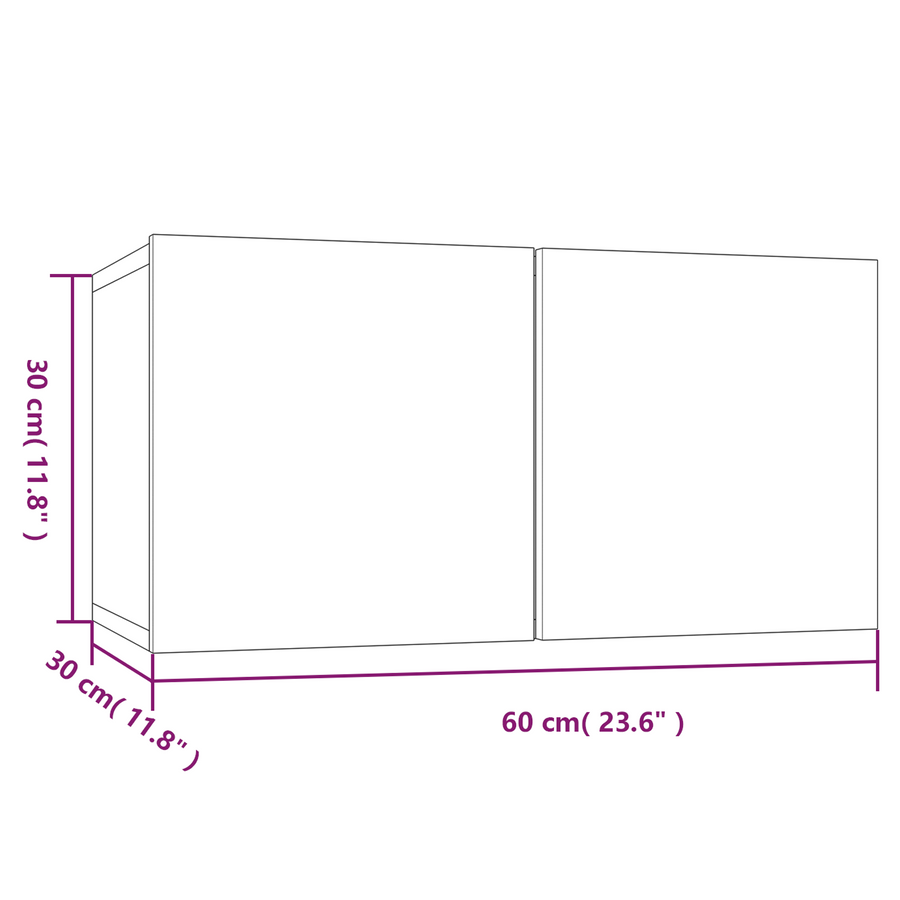 Tv-hangmeubels 3 st 60x30x30 cm bewerkt hout grijs sonoma eiken