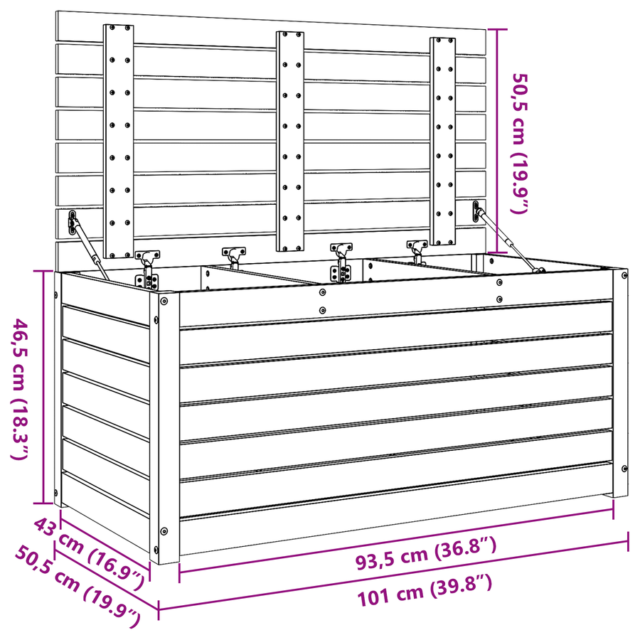 Tuinopslagdoos Wasbruin 101 x 50.5 x 46.5 cm Massief grenenhout