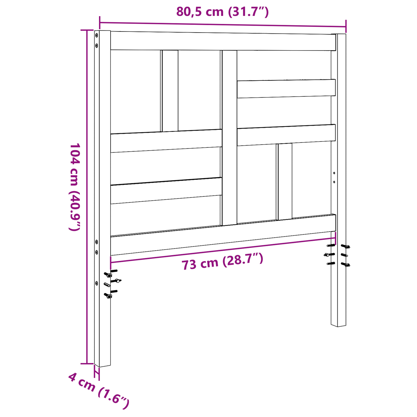 Bed Hoofdbord Wasbruin 80.5 x 4 x 104 cm Massief grenenhout