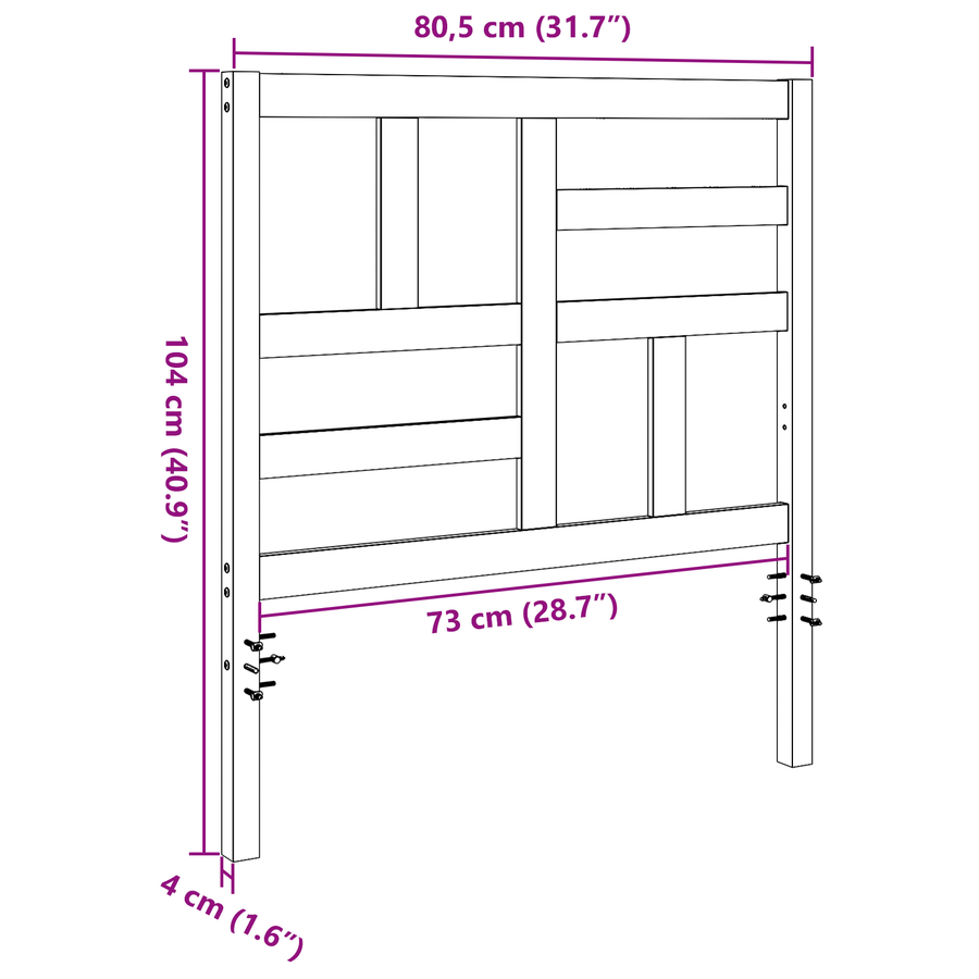 Bed Hoofdbord Wasbruin 80.5 x 4 x 104 cm Massief grenenhout