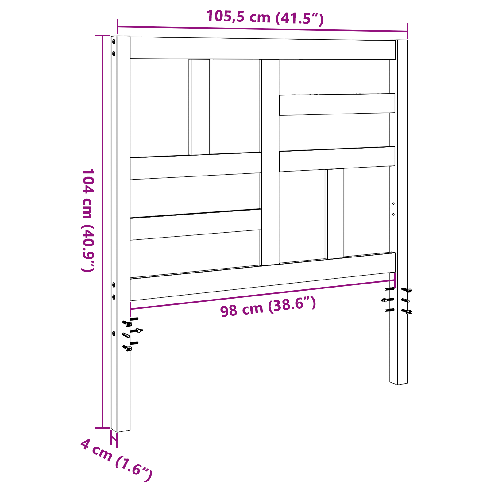 Bed Hoofdbord Wasbruin 105.5 x 4 x 104 cm Massief grenenhout