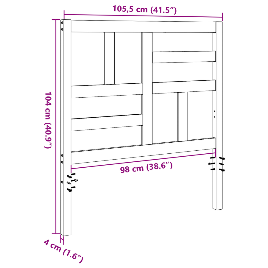 Bed Hoofdbord Wasbruin 105.5 x 4 x 104 cm Massief grenenhout