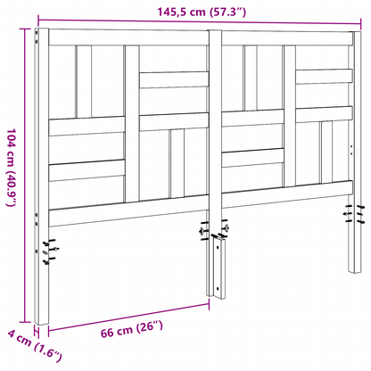 Bed Hoofdbord Wasbruin 145.5 x 4 x 104 cm Massief grenenhout