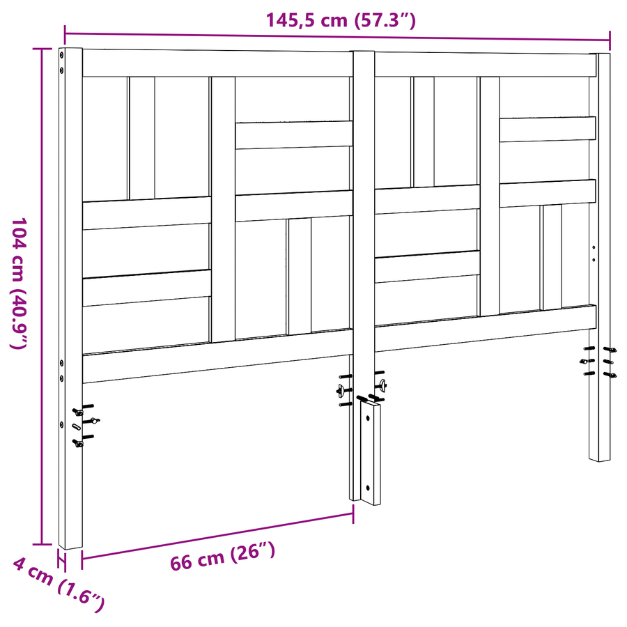 Bed Hoofdbord Wasbruin 145.5 x 4 x 104 cm Massief grenenhout