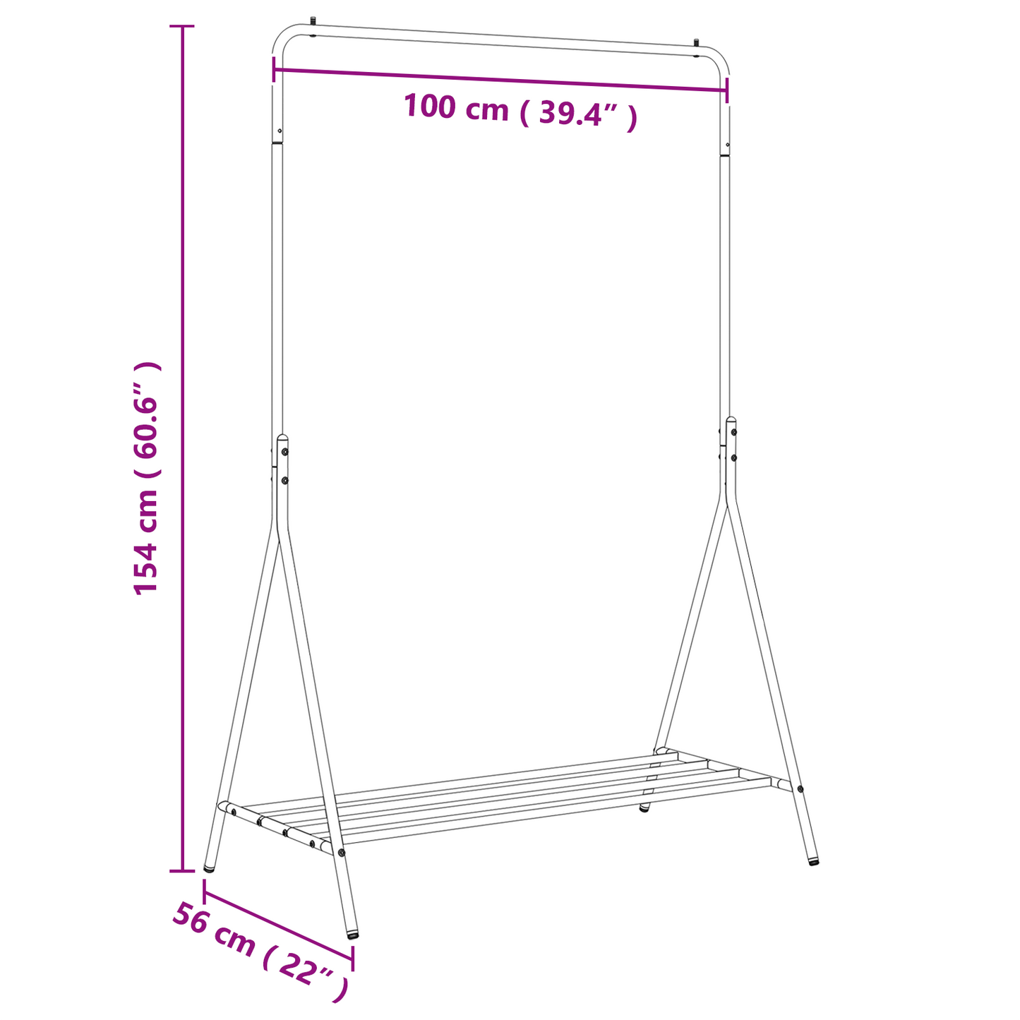 Kledingrek Zwart 100x56x154 cm van Gegalvaniseerd Staal