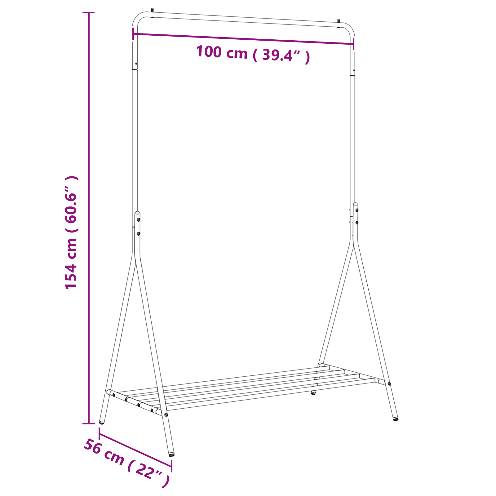 Kledingrek Zwart 100x56x154 cm van Gegalvaniseerd Staal