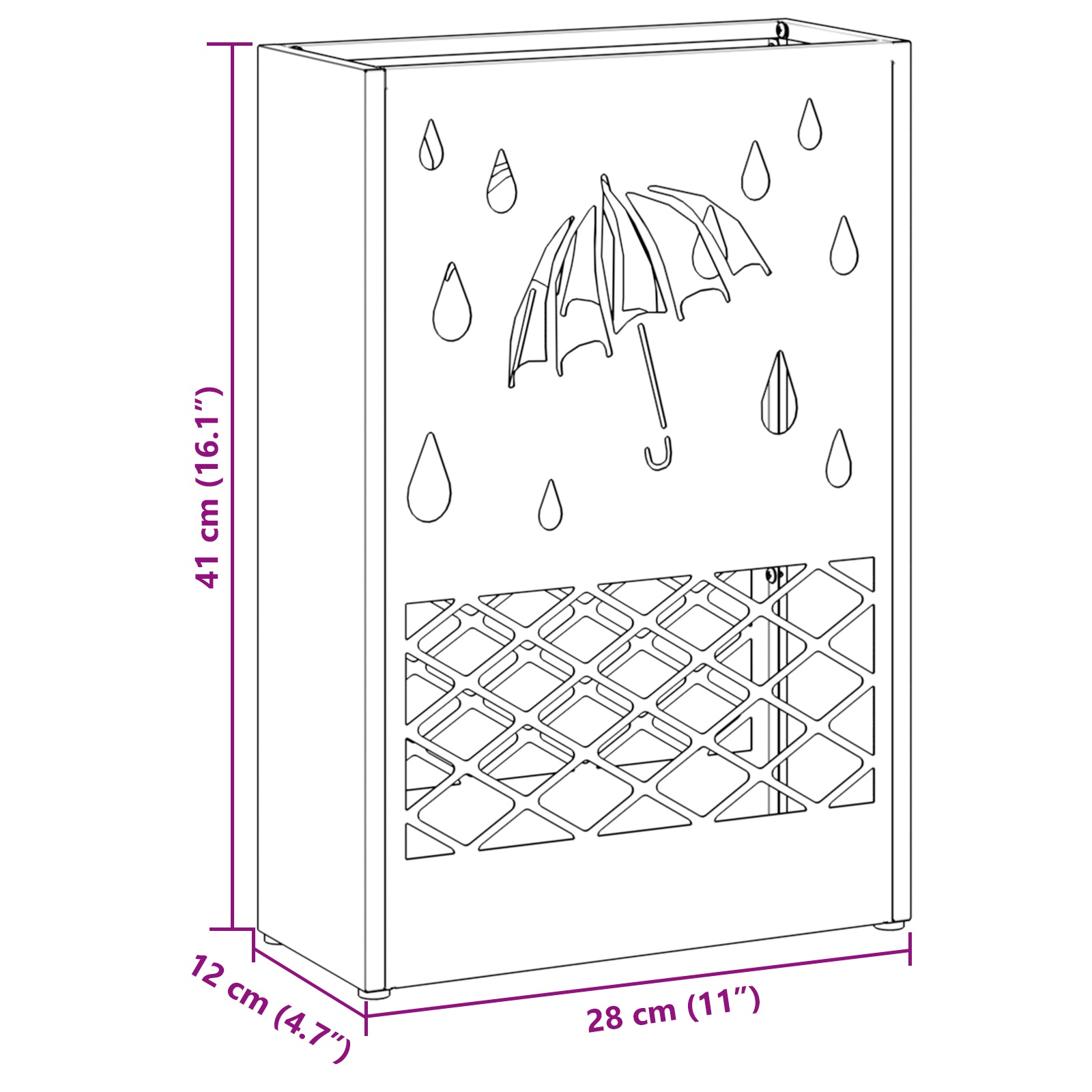 Paraplubak Olijfgroen Metaal Medium Decoratieve Inzetstukken