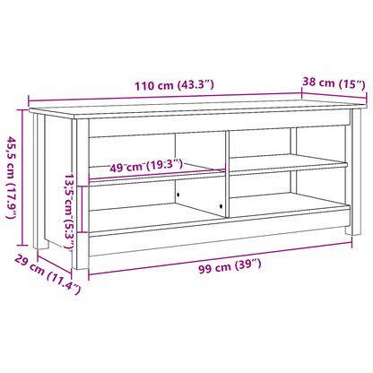 Schoenenbank Wasbruin 110 x 38 x 45.5 cm Massief grenenhout