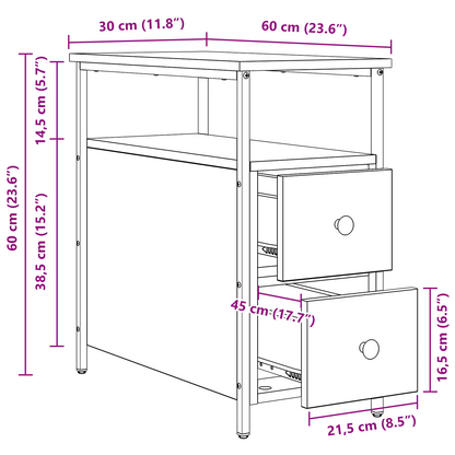 Nachtkastje met lade 2 pcs Zwart eiken 30 x 60 x 60 cm