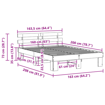 Bedframe met Hoofdeinde 160x200 cm van Massief Grenenhout
