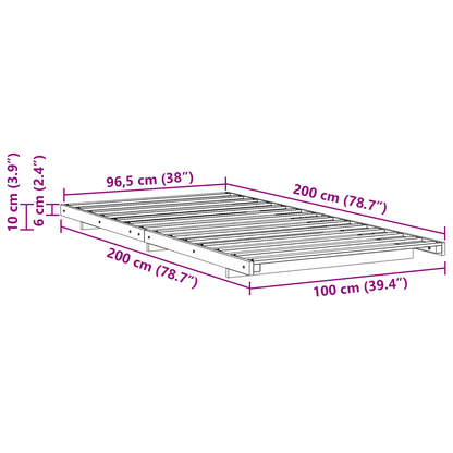 Bedframe Bruin 100 x 200 cm Massief grenenhout