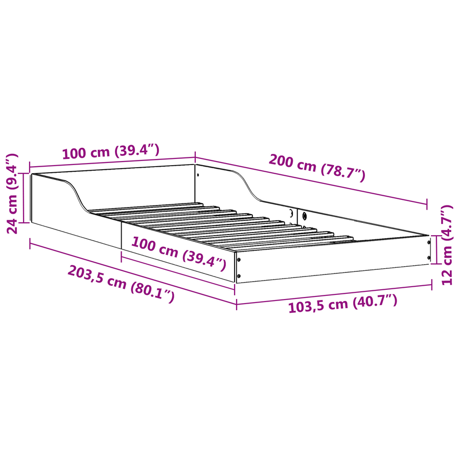 Bedframe Wit 100 x 200 cm Massief grenenhout