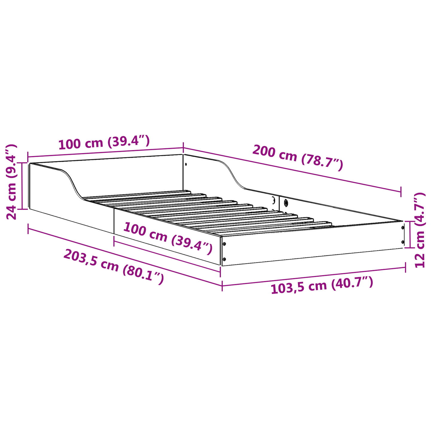 Bedframe Wasbruin 100 x 200 cm Massief grenenhout