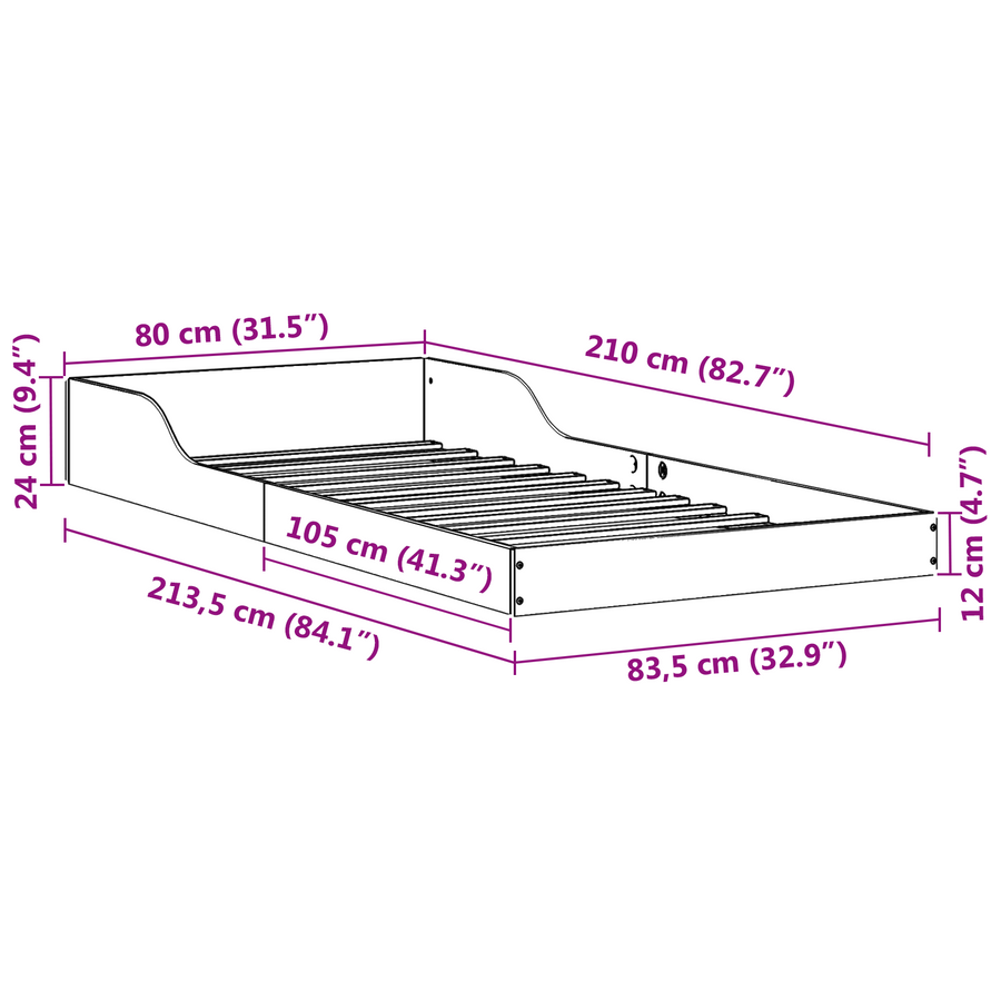 Bedframe Bruin 80 x 210 cm Massief grenenhout