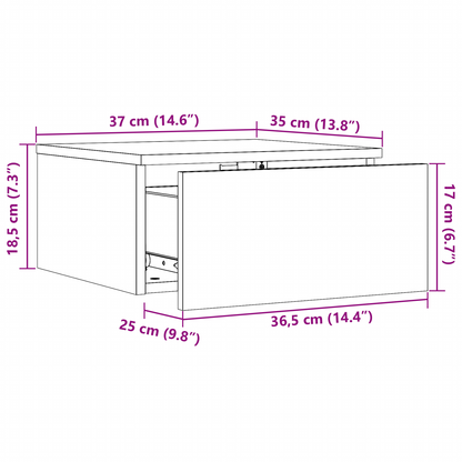Wandbevestigde nachttafel met lade Wandgemonteerd Wit 37 x 35 x 18,5 cm