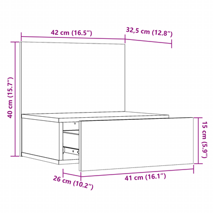 Wandbevestigde nachttafel met lade 2 pcs Wit 42 x 32,5 x 40 cm